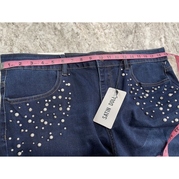 Satin Doll Bedazzled Skinny Jeans NWT Size 22 Style# F9-20810C-P Dark Wash - Picture 7 of 7